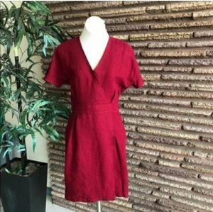 Longchamp Red Hemp Dress Lambskin Epaulets